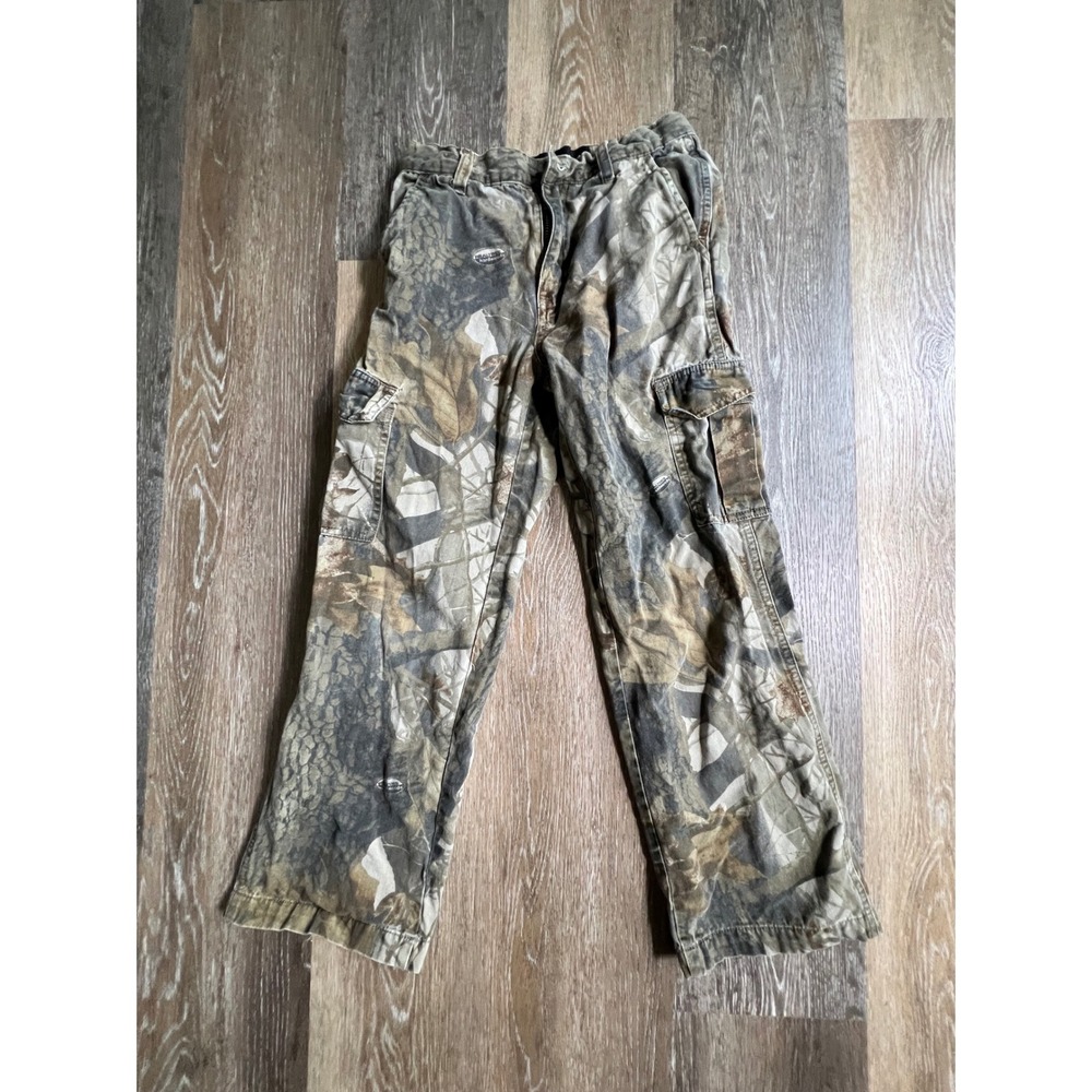 Outfitters Ridge Cargo Pants Boys L 10-12 Green Realtree Camo Organic Cotton